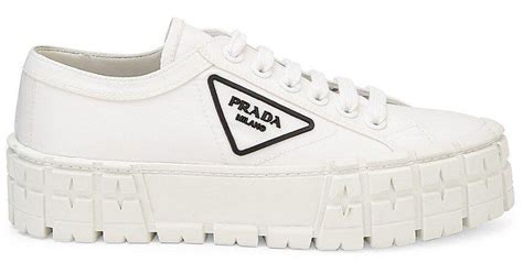 prada white high top sneakers|Prada lug sole platform sneakers.